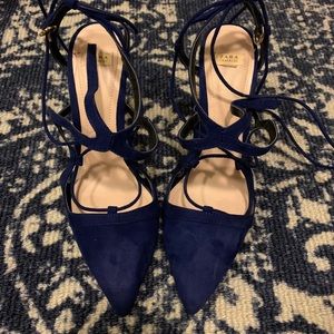 ZARA blue high heels with strap detail